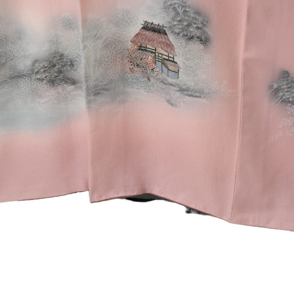 訪問着・付下
着物 和服 ダリア 山水画 ポリエステル うすピンク 【SS】
【中古】