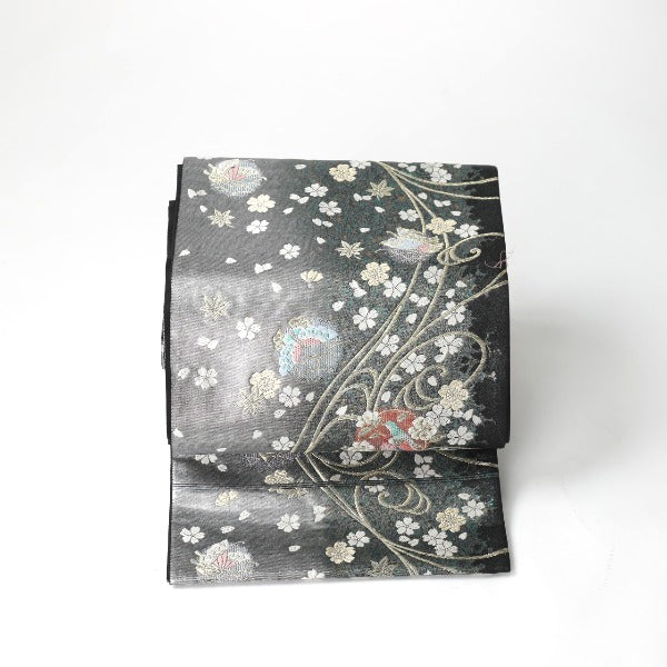 袋帯
袋帯 正絹 桜柄 黒 【SS】
【中古】