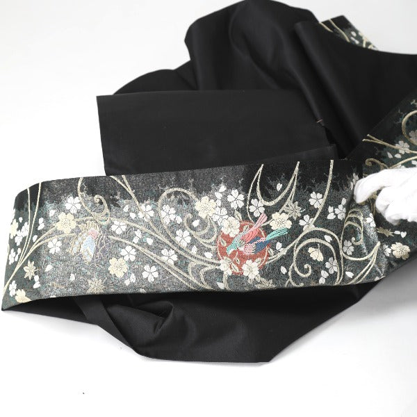 袋帯
袋帯 正絹 桜柄 黒 【SS】
【中古】