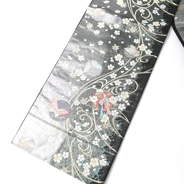 袋帯
袋帯 正絹 桜柄 黒 【SS】
【中古】
