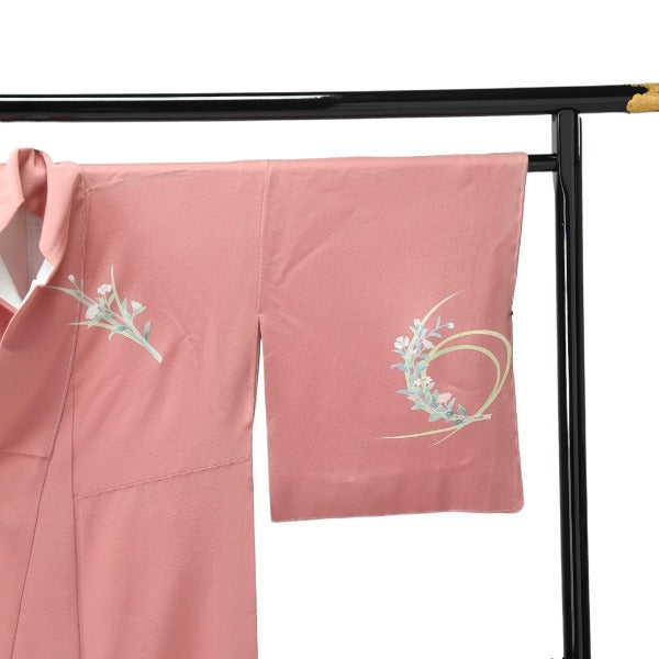訪問着・付下
着物 和服 花 訪問着 一越 正絹 シルク ローズピンク 【H】
【中古】