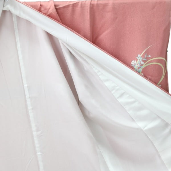 訪問着・付下
着物 和服 花 訪問着 一越 正絹 シルク ローズピンク 【H】
【中古】