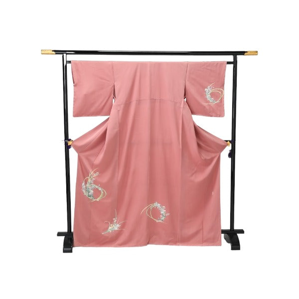 訪問着・付下
着物 和服 花 訪問着 一越 正絹 シルク ローズピンク 【H】
【中古】