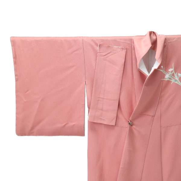 訪問着・付下
着物 和服 花 訪問着 一越 正絹 シルク ローズピンク 【H】
【中古】