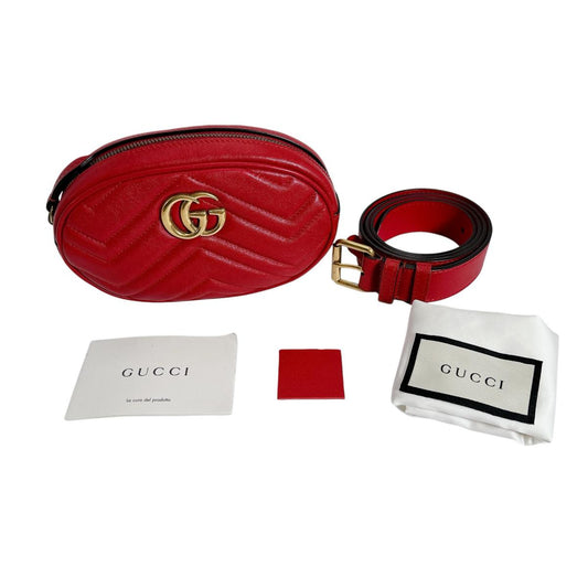 グッチ GUCCI ボディバッグ
 ボディバッグ GGマーモント 牛革 476434 レッド 【SS】
 【中古】