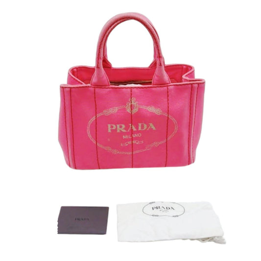 プラダ PRADA トートバッグ
 ハンドバック カナパ カナパミニトート キャンバス 1BG439 ピンク 【SS】
 【中古】