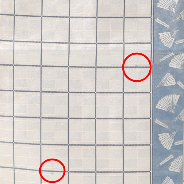 名古屋帯
正絹 名古屋帯 格子 扇柄 銀糸 シルク 白 【H】
【中古】