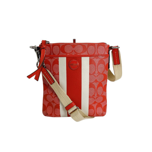 コーチ COACH ショルダーバッグ
 ショルダーバッグ シグネクチャー レザー レッド 【SS】
 【中古】