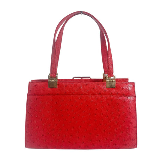 オーストリッチ ostrich ハンドバッグ
 ハンドバッグ オーストリッチ レッド 【H】
 【中古】