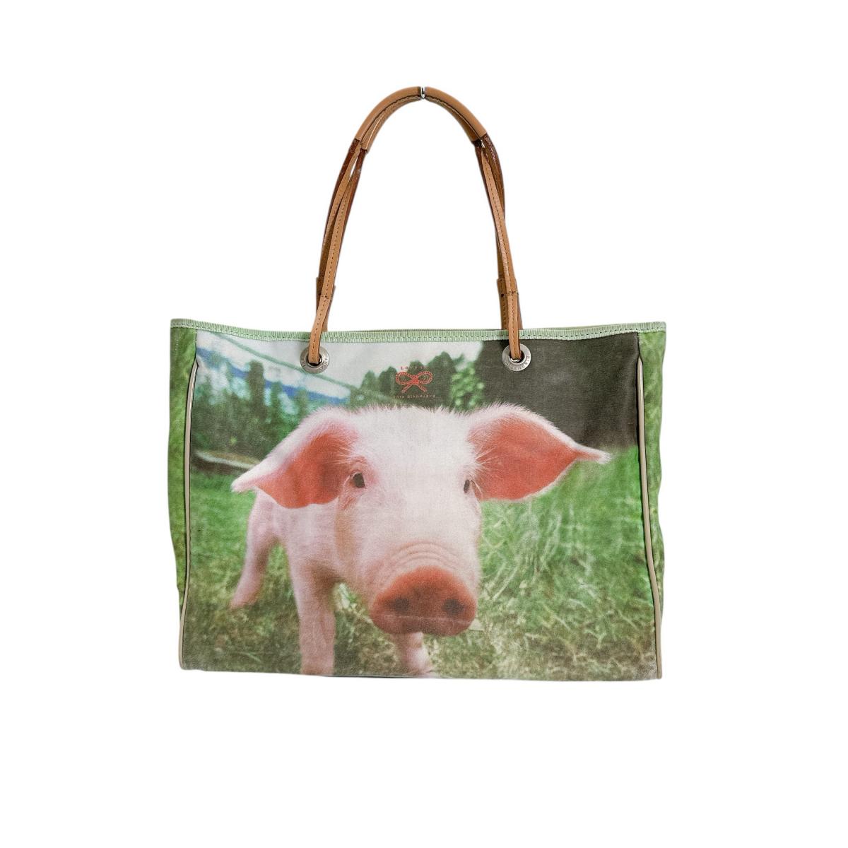 アニヤ・ハインドマーチ Anya Hindmarch ハンドバッグ
トートバッグ アニマル 子豚プリント 布 グリーン×ピンク 【SS】
【中古】