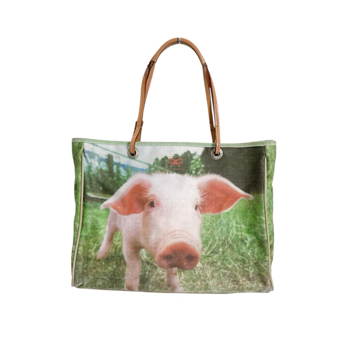 アニヤ・ハインドマーチ Anya Hindmarch ハンドバッグ
トートバッグ アニマル 子豚プリント 布 グリーン×ピンク 【SS】
【中古】