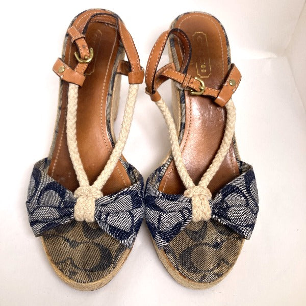 コーチ COACH サンダル
ウェッジソール アンクルストラップ付 デニム デニム 【SS】
【中古】