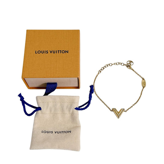 ルイヴィトン LOUIS VUITTON ブレスレット
 ブレスレット エセンシャル V メタル M61084 ゴールド LV
 【SS】
 【中古】