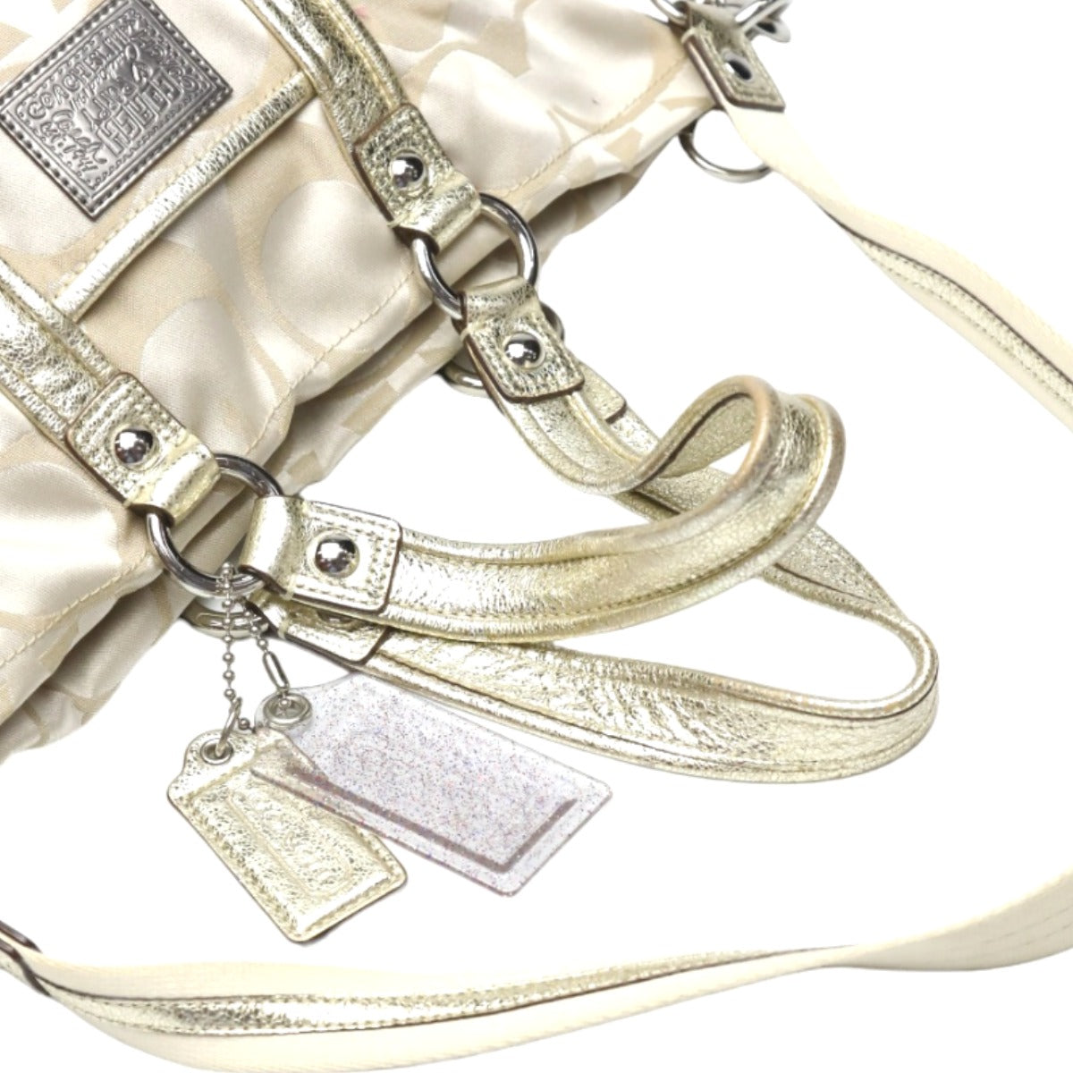 コーチ COACH トートバッグ
ショルダーバッグ シグネチャー ポピー サテン スポットライト レザー 13843 ベージュ×ゴールド 【SS】
【中古】