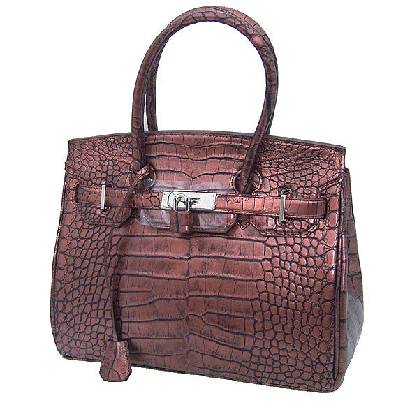 クロコダイル CROCODILE ハンドバッグ
ヘンローン メタリック 30cm クロコダイル YB-2101 ブラウン 【H】