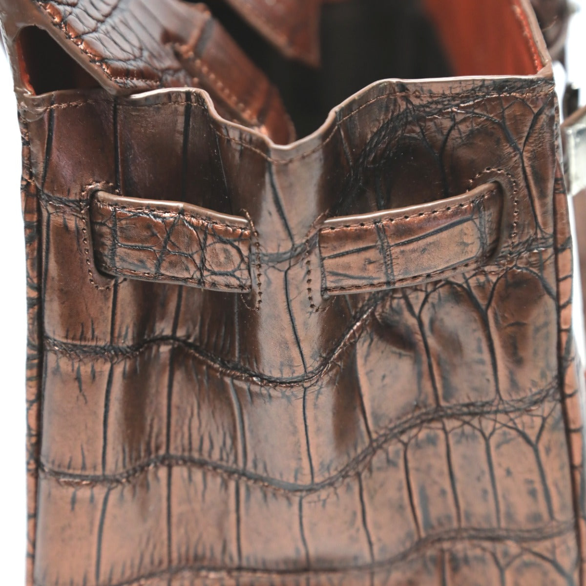 クロコダイル CROCODILE ハンドバッグ
ヘンローン メタリック 30cm クロコダイル YB-2101 ブラウン 【SS】