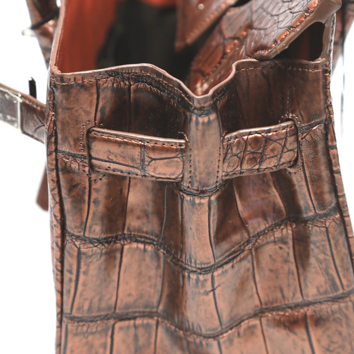 クロコダイル CROCODILE ハンドバッグ
ヘンローン メタリック 30cm クロコダイル YB-2101 ブラウン 【SS】