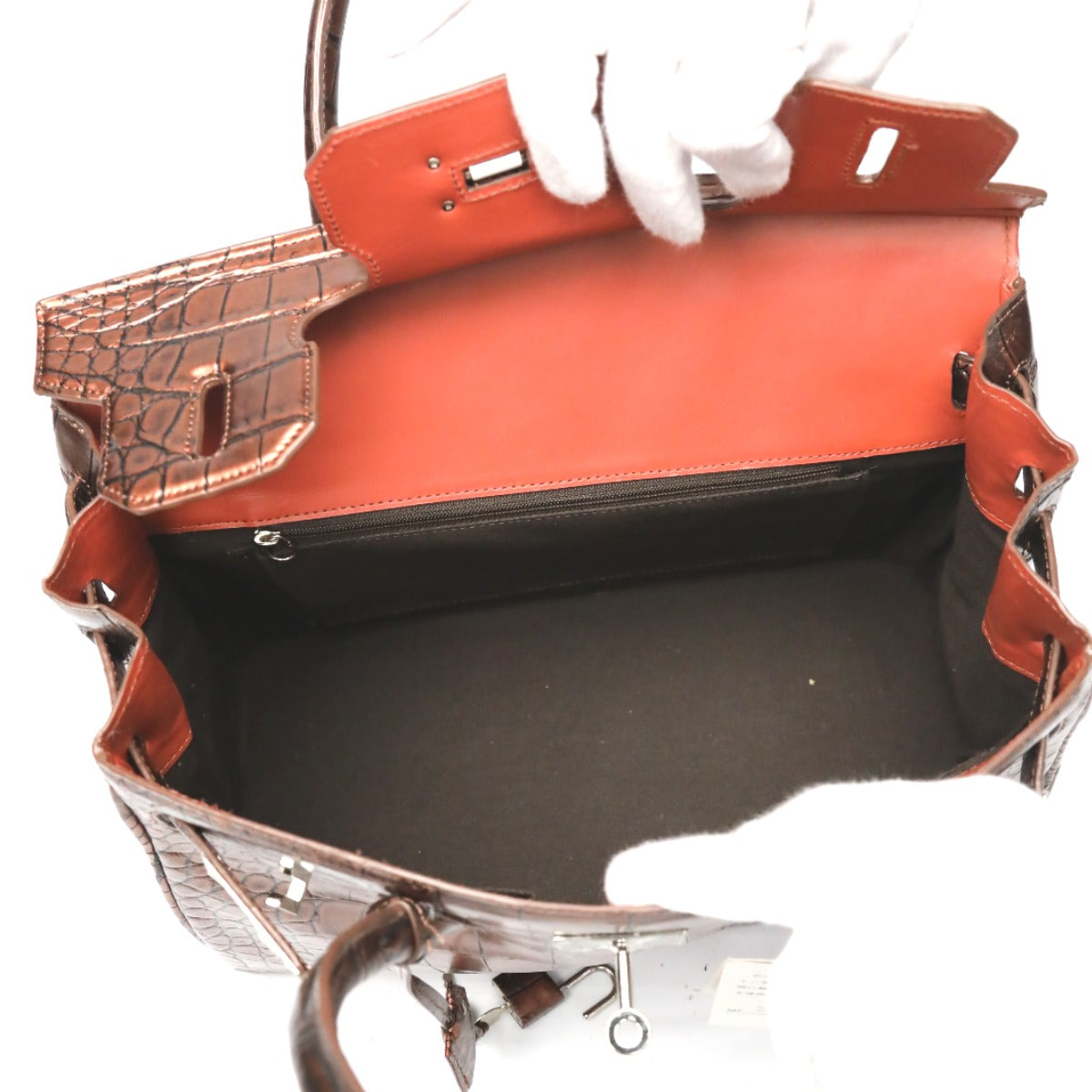 クロコダイル CROCODILE ハンドバッグ
ヘンローン メタリック 30cm クロコダイル YB-2101 ブラウン 【SS】