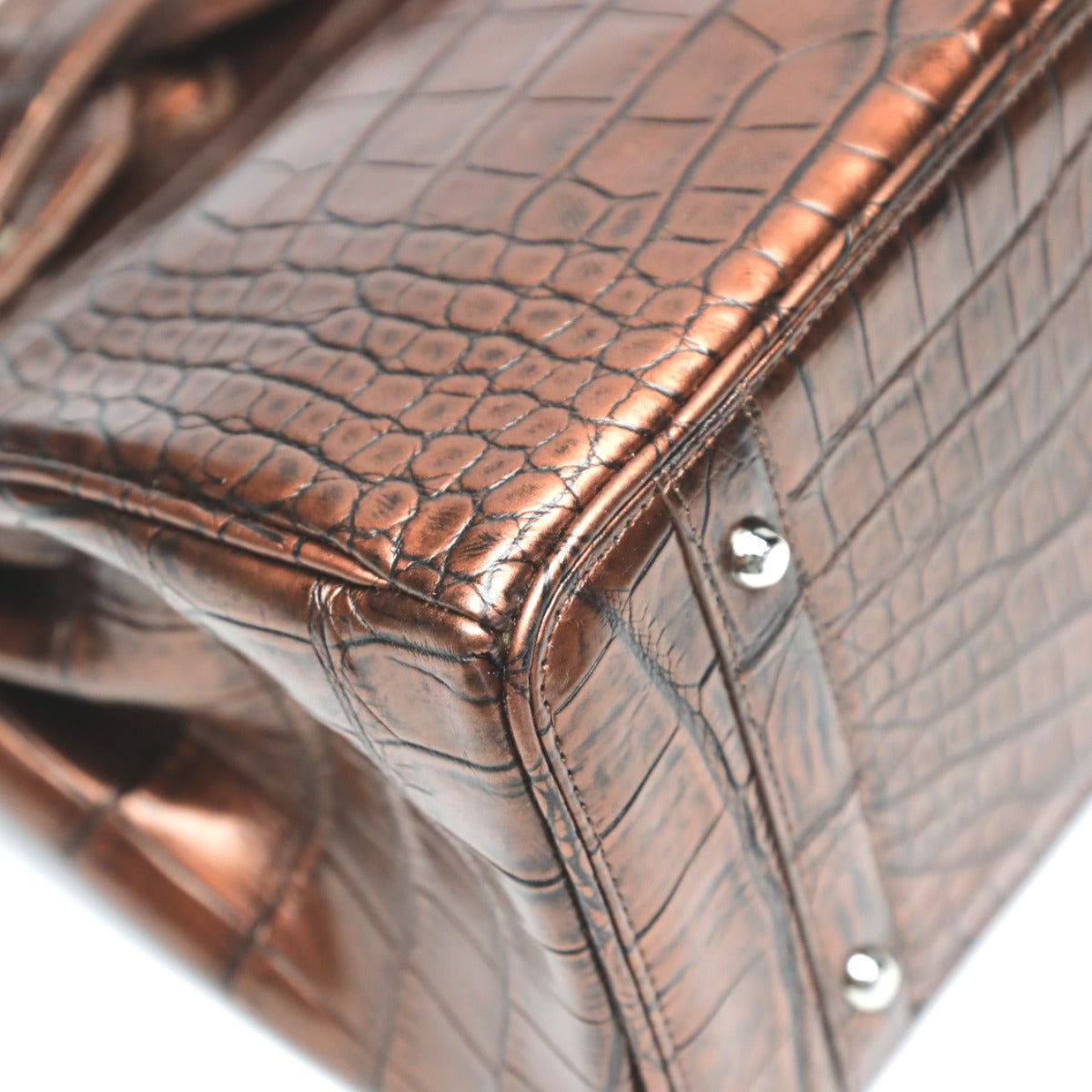 クロコダイル CROCODILE ハンドバッグ
ヘンローン メタリック 30cm クロコダイル YB-2101 ブラウン 【SS】