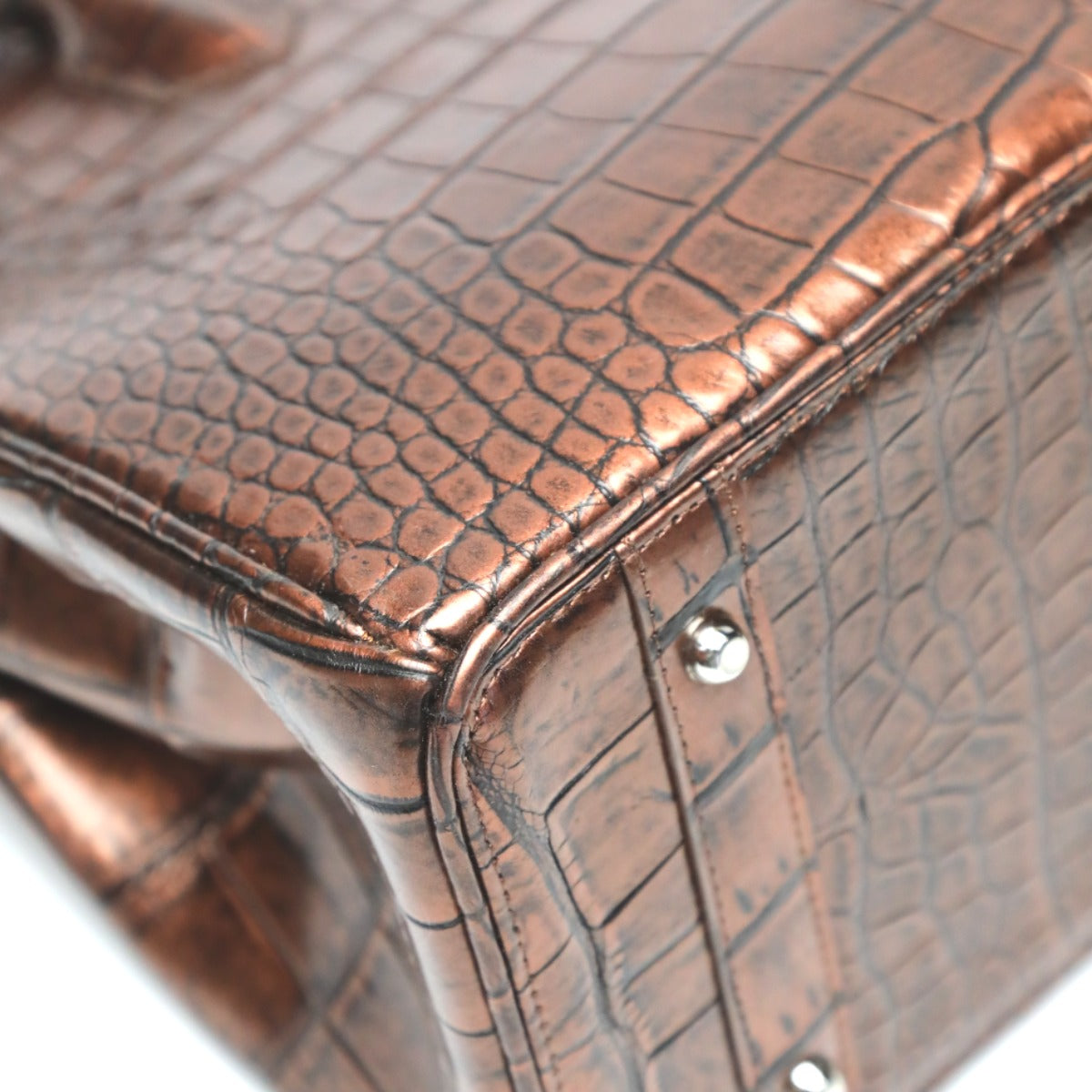 クロコダイル CROCODILE ハンドバッグ
ヘンローン メタリック 30cm クロコダイル YB-2101 ブラウン 【SS】
