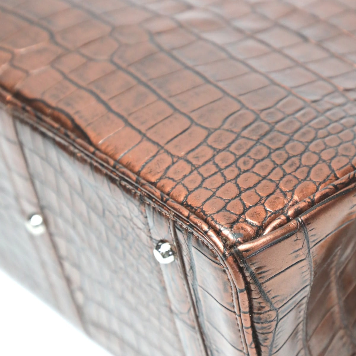 クロコダイル CROCODILE ハンドバッグ
ヘンローン メタリック 30cm クロコダイル YB-2101 ブラウン 【SS】