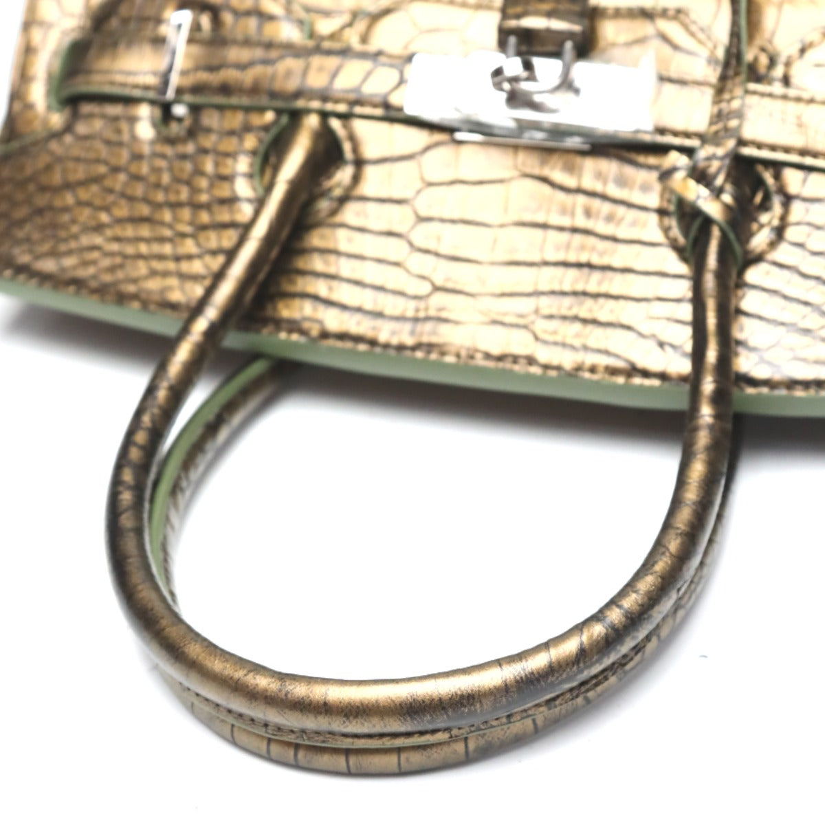 クロコダイル CROCODILE ハンドバッグ
ヘンローン メタリック 30cm クロコダイル YB-2101 ゴールド 【H】