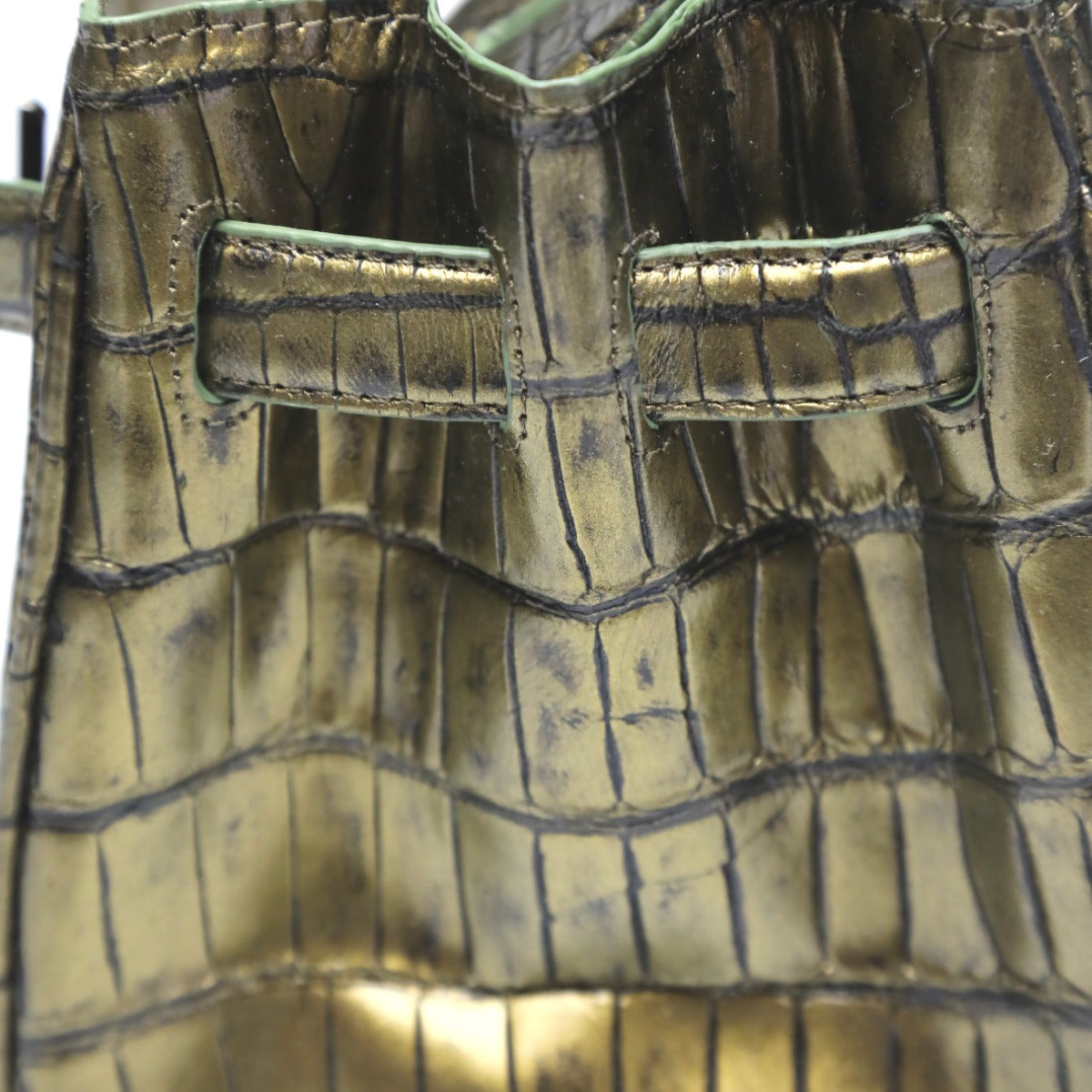 クロコダイル CROCODILE ハンドバッグ
ヘンローン メタリック 30cm クロコダイル YB-2101 ゴールド 【H】