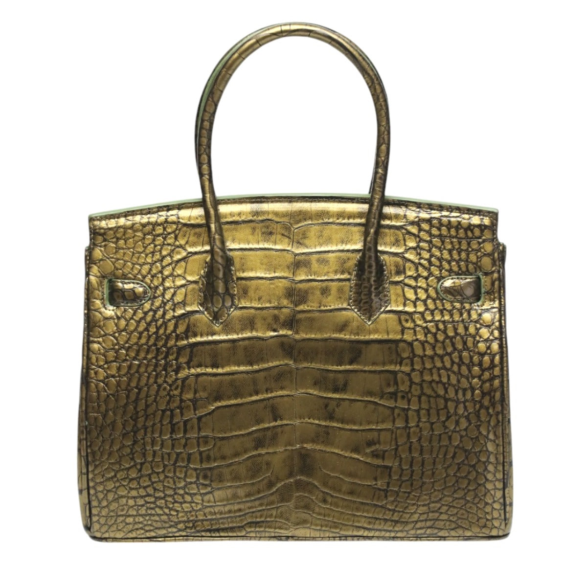 クロコダイル CROCODILE ハンドバッグ
ヘンローン メタリック 30cm クロコダイル YB-2101 ゴールド 【H】
