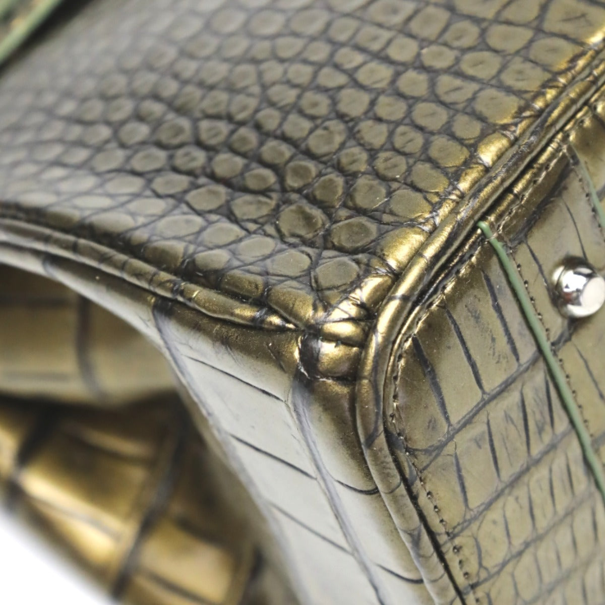 クロコダイル CROCODILE ハンドバッグ
ヘンローン メタリック 30cm クロコダイル YB-2101 ゴールド 【H】