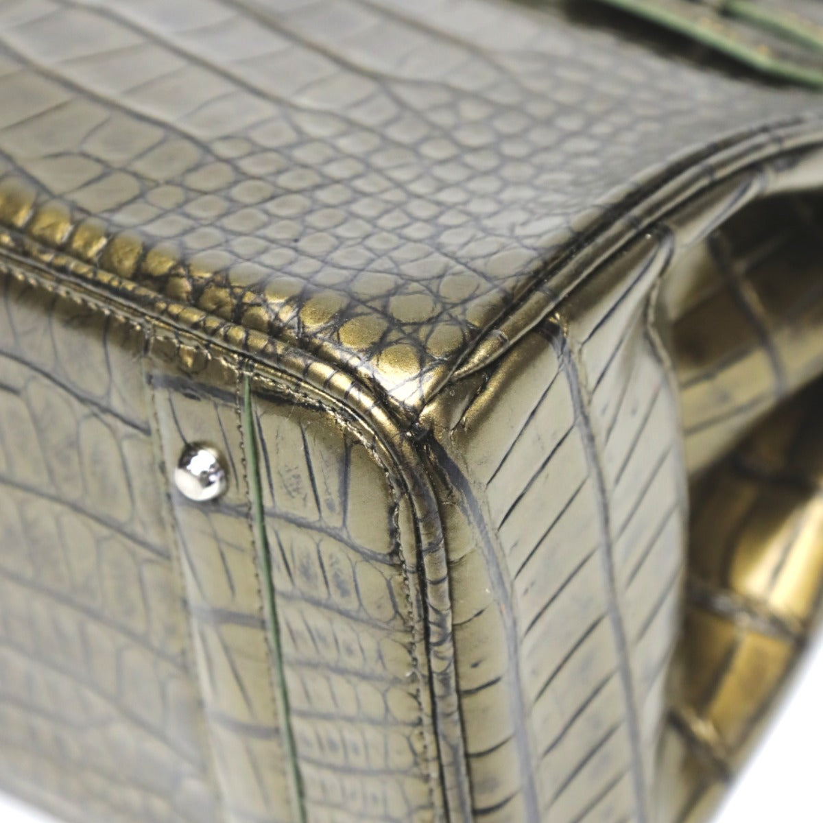 クロコダイル CROCODILE ハンドバッグ
ヘンローン メタリック 30cm クロコダイル YB-2101 ゴールド 【H】
