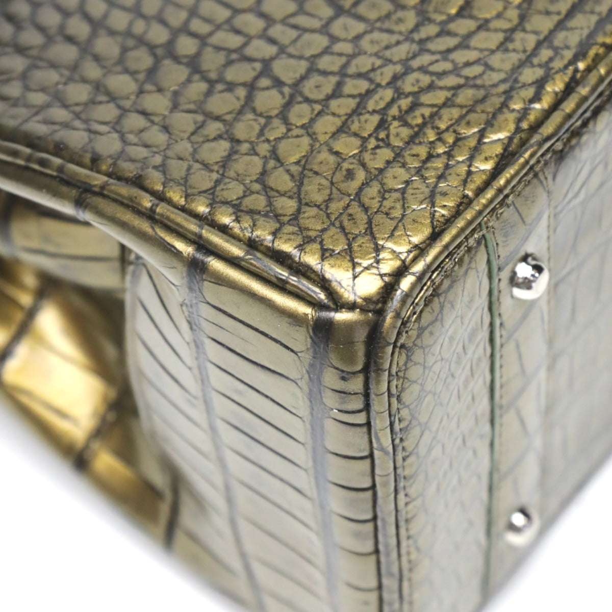 クロコダイル CROCODILE ハンドバッグ
ヘンローン メタリック 30cm クロコダイル YB-2101 ゴールド 【H】