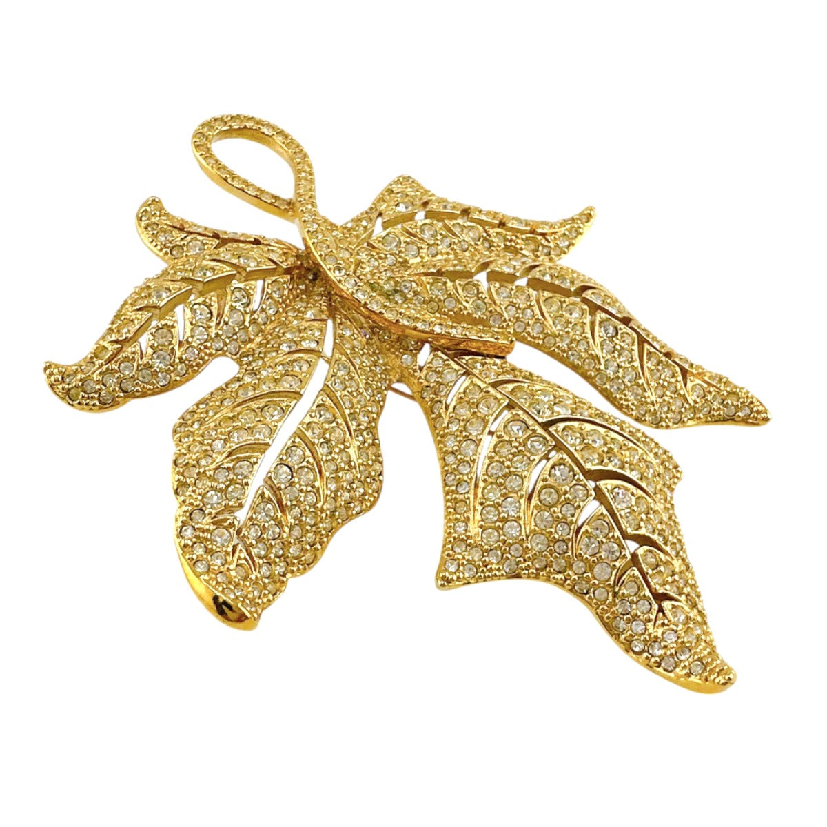 クリスチャンディオール Christian Dior ブローチ
回転ピンタイプ リーフモチーフ ライトストーン メタル ゴールド 【SS】
【中古】