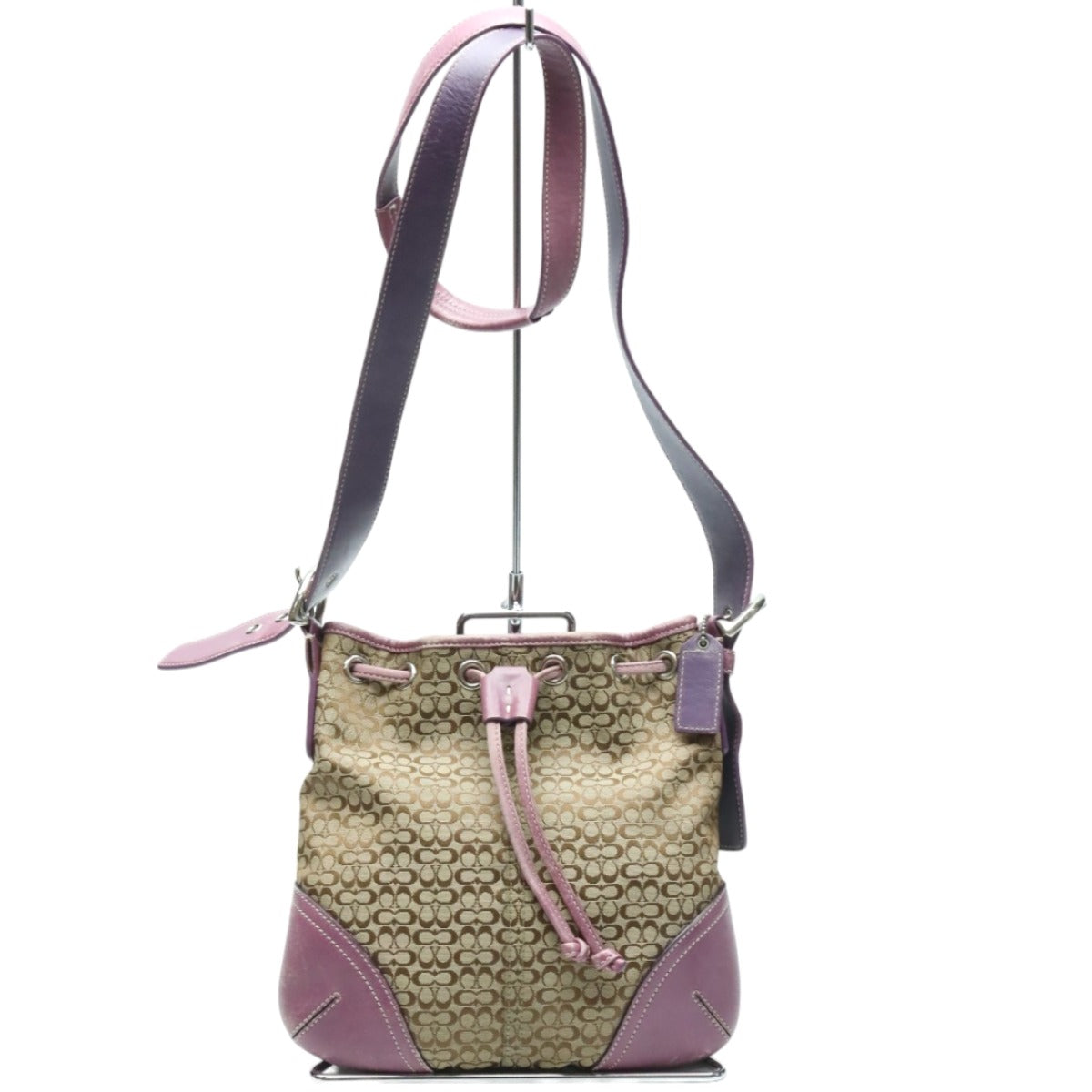 コーチ COACH ショルダーバッグ
巾着ショルダー ミニシグネチャー レザー 6387 カーキ×パープル 【SS】
【中古】