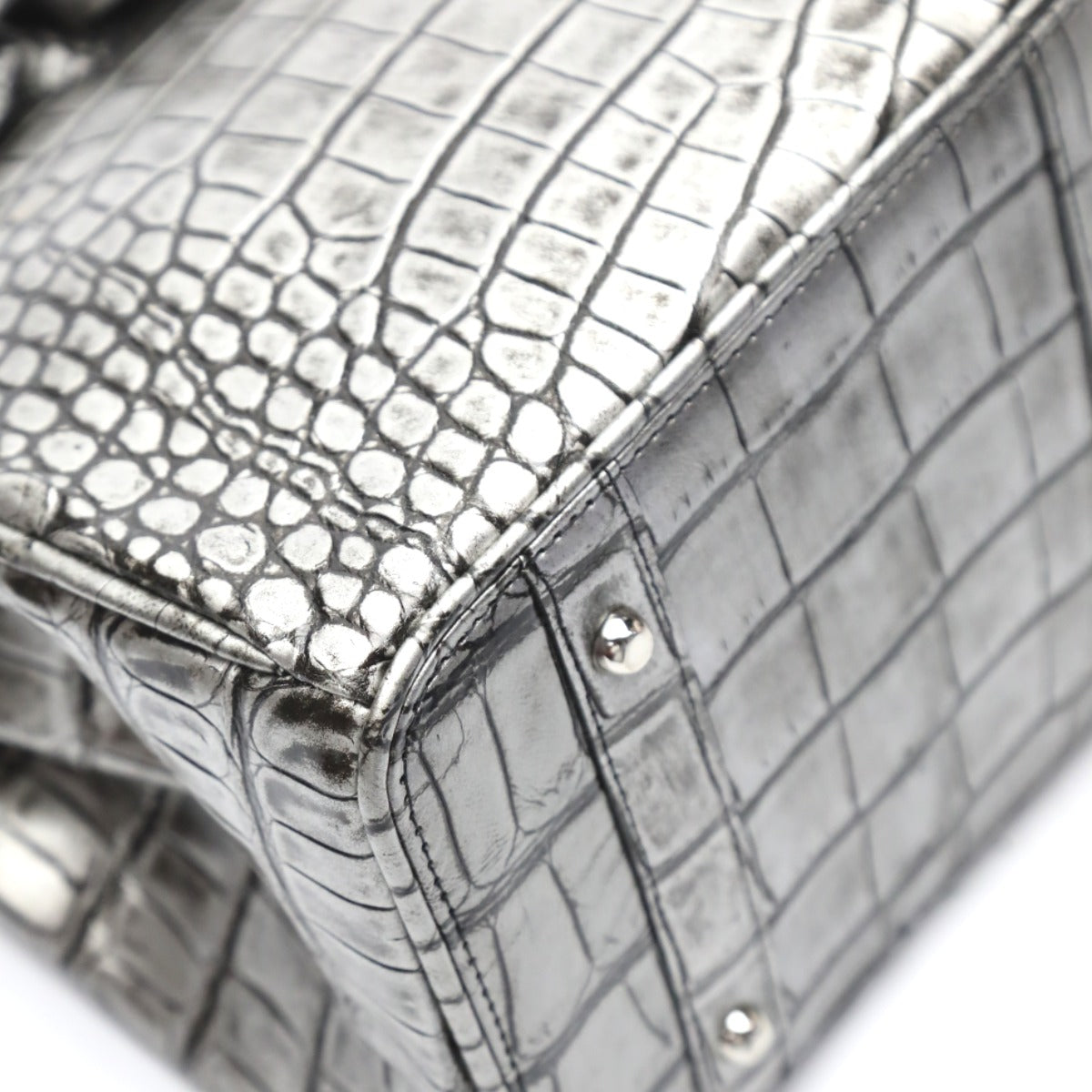 クロコダイル CROCODILE ハンドバッグ
ハンドバッグ ヘンローン クロコダイル YB-2101 シルバー 【H】