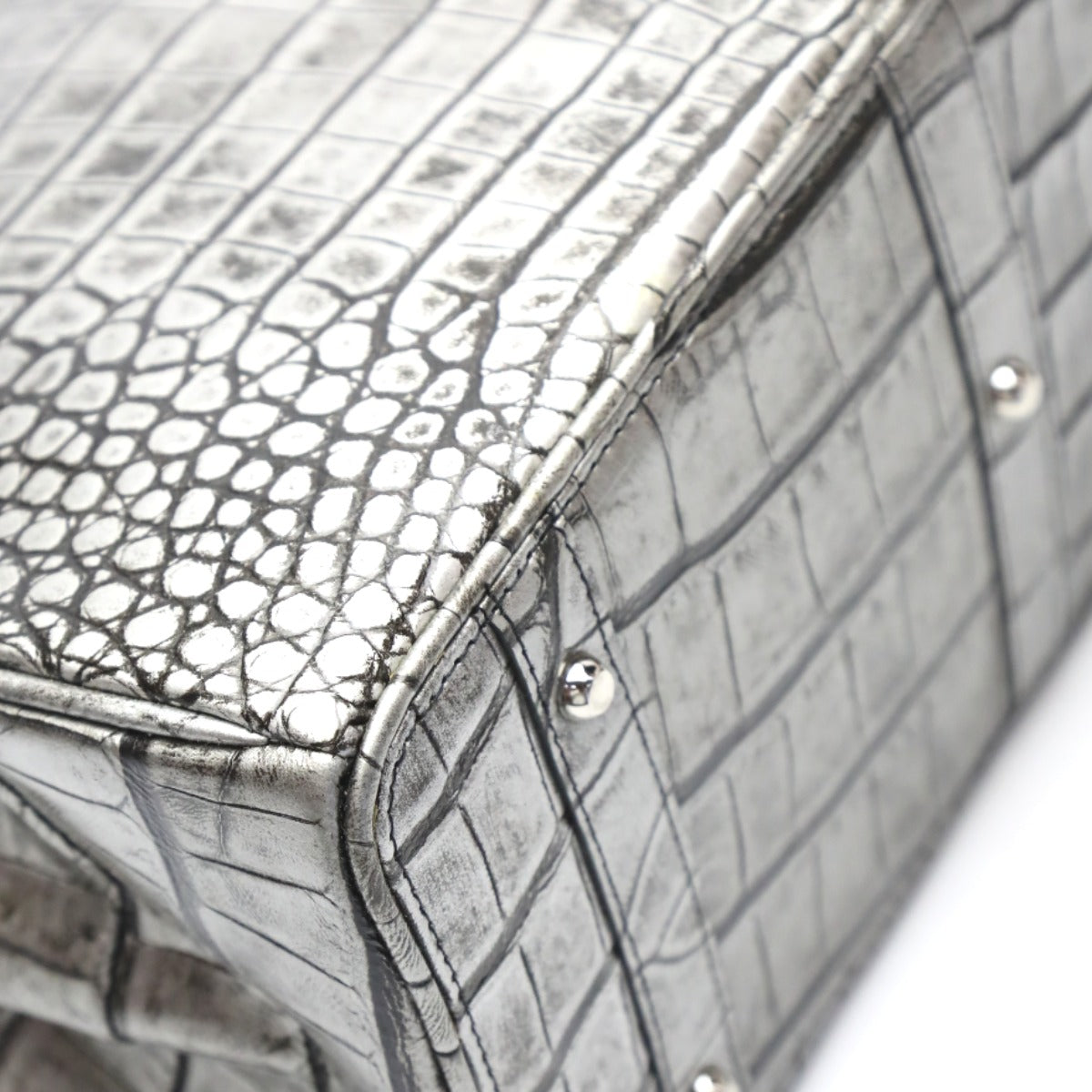 クロコダイル CROCODILE ハンドバッグ
ハンドバッグ ヘンローン クロコダイル YB-2101 シルバー 【H】
