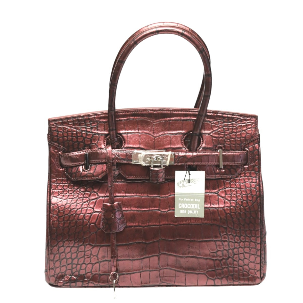 クロコダイル CROCODILE ハンドバッグ
ヘンローン メタリック 30cm クロコダイル YB-2101 ワイン 【H】