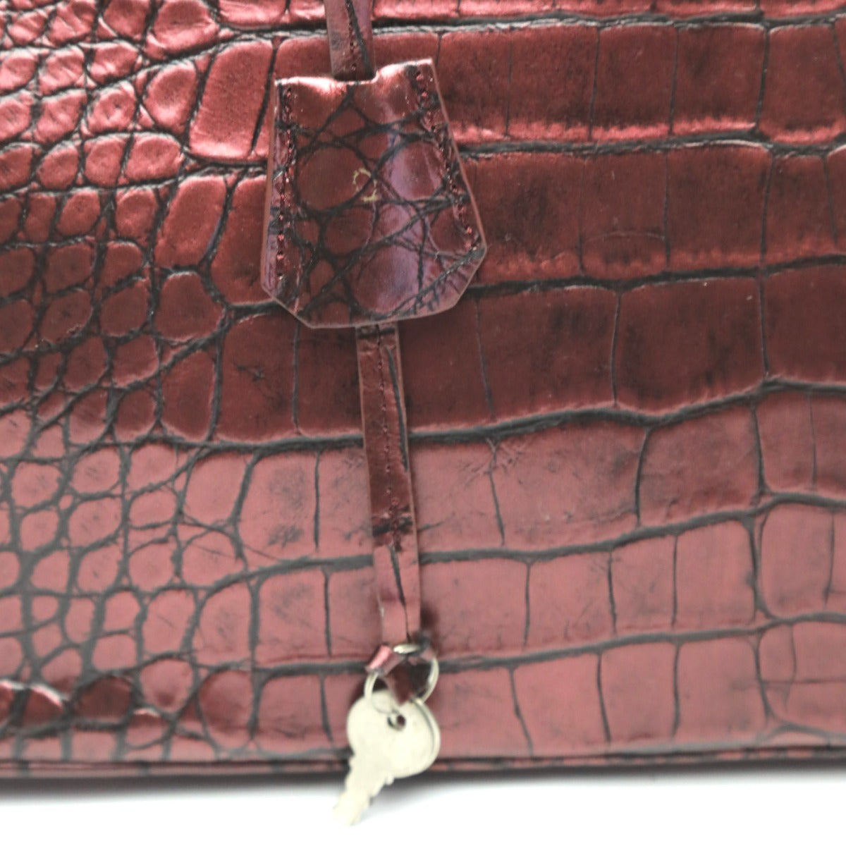 クロコダイル CROCODILE ハンドバッグ
ヘンローン メタリック 30cm クロコダイル YB-2101 ワイン 【H】