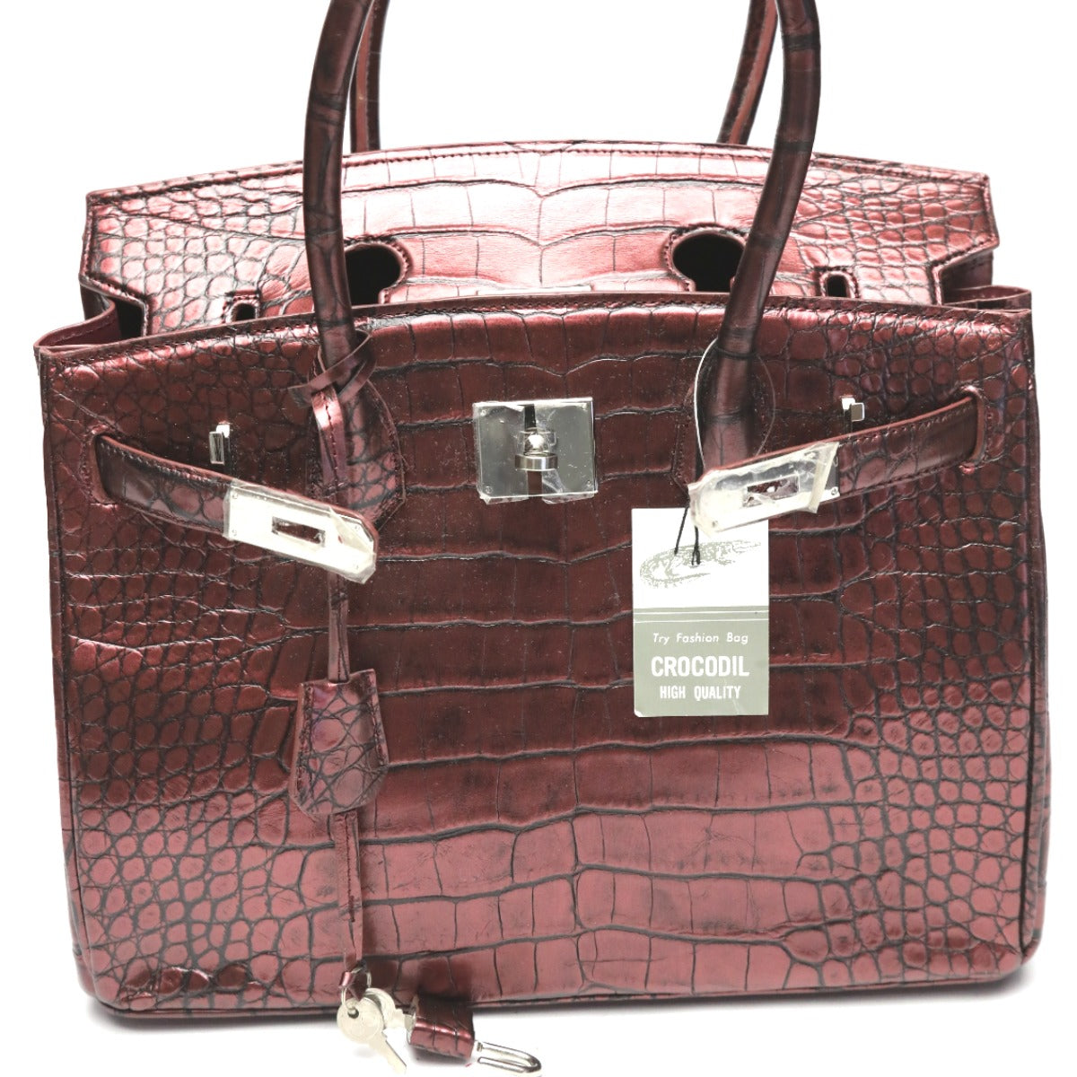 クロコダイル CROCODILE ハンドバッグ
ヘンローン メタリック 30cm クロコダイル YB-2101 ワイン 【H】