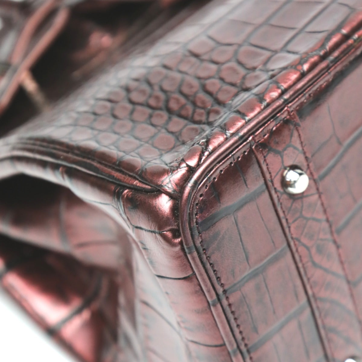 クロコダイル CROCODILE ハンドバッグ
ヘンローン メタリック 30cm クロコダイル YB-2101 ワイン 【H】