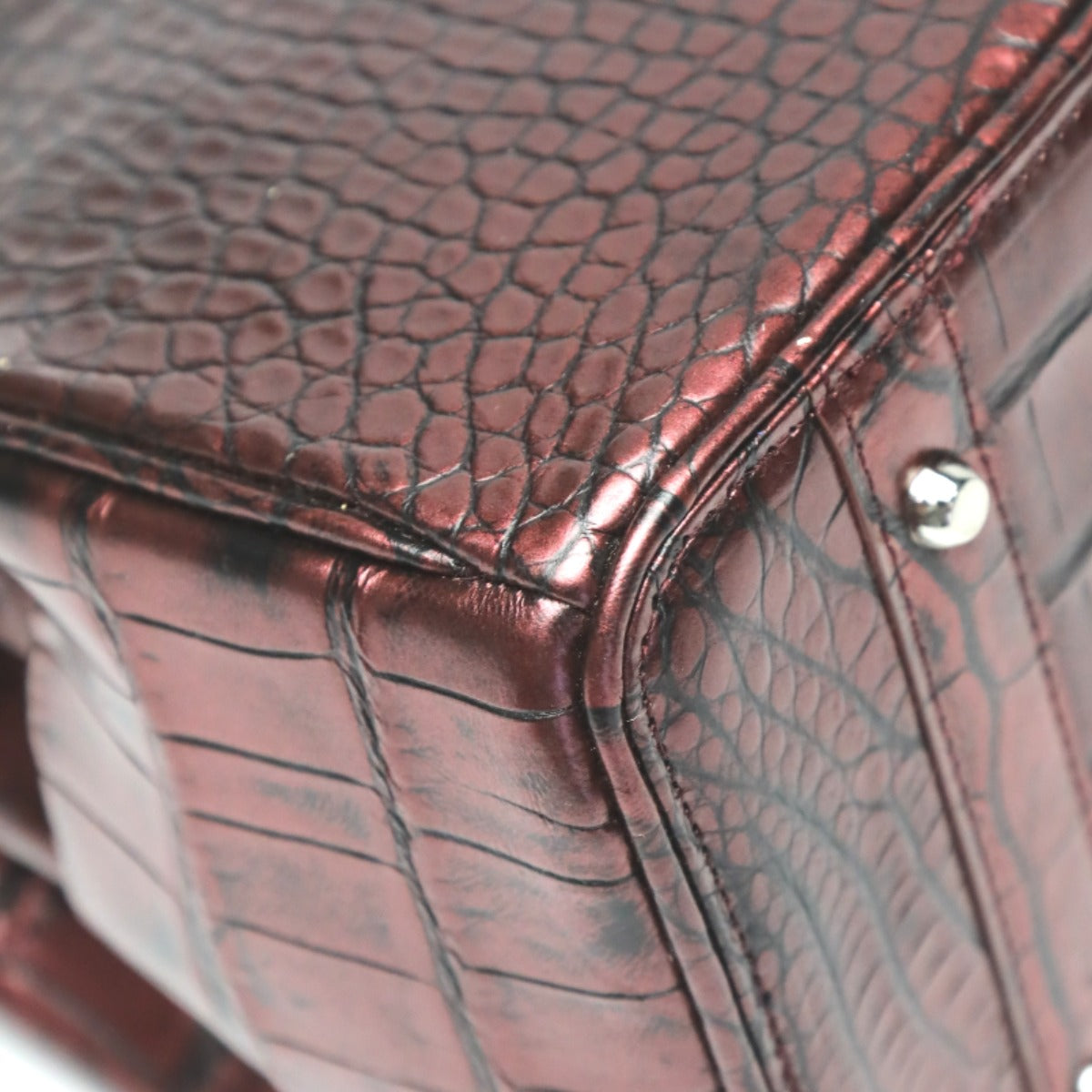 クロコダイル CROCODILE ハンドバッグ
ヘンローン メタリック 30cm クロコダイル YB-2101 ワイン 【H】
