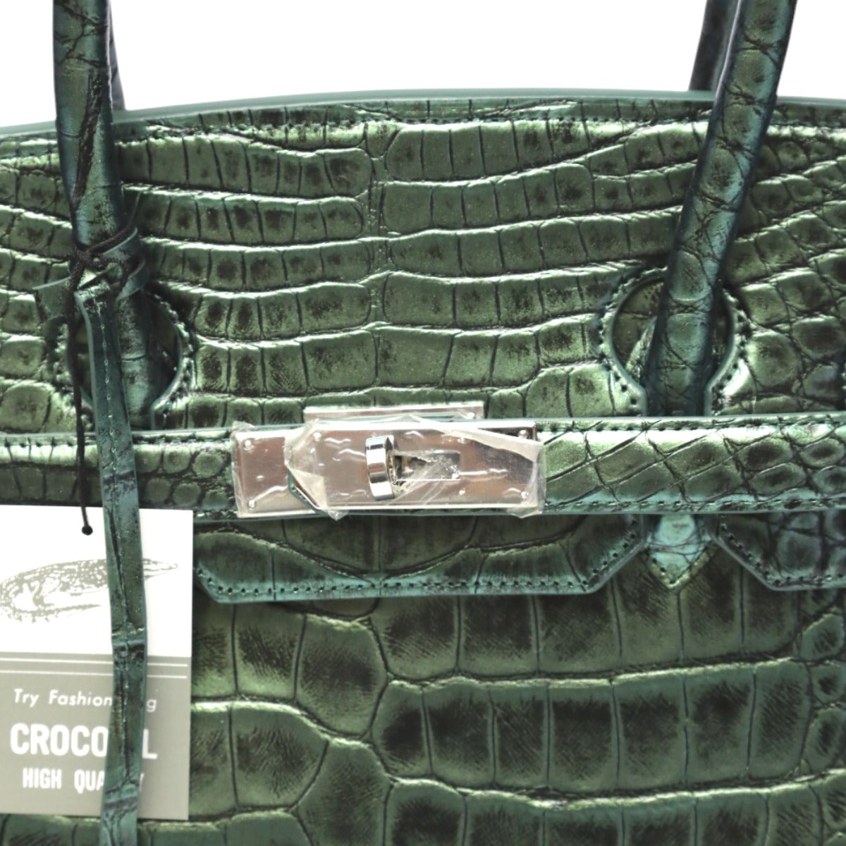 クロコダイル CROCODILE ハンドバッグ
メタリック 30cm クロコダイル YB-2101 グリーン 【SS】
