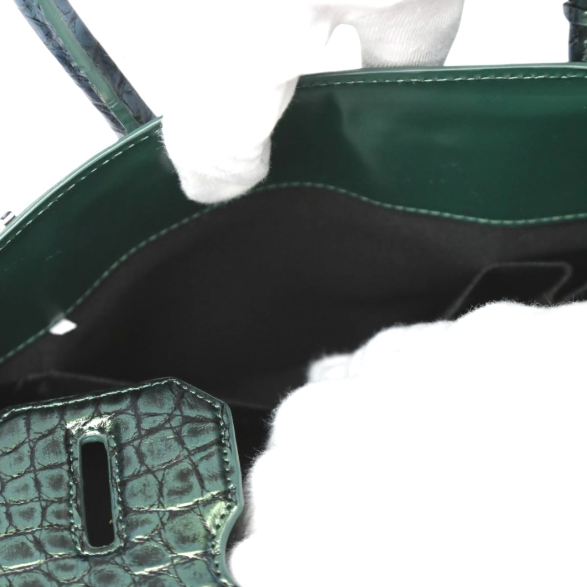クロコダイル CROCODILE ハンドバッグ
メタリック 30cm クロコダイル YB-2101 グリーン 【SS】