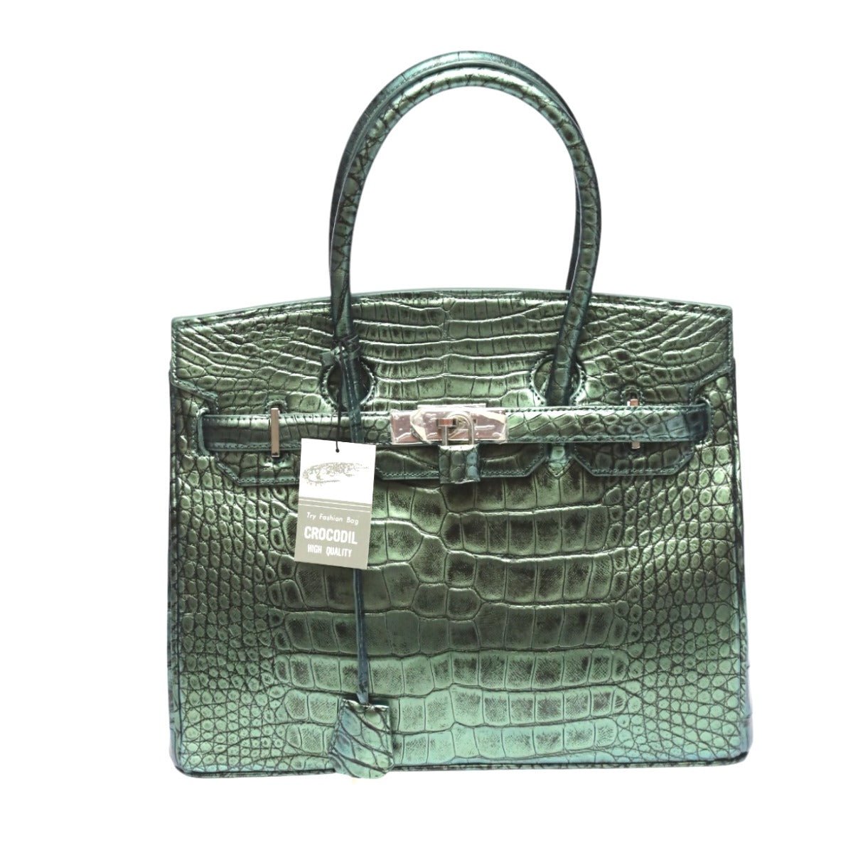 クロコダイル CROCODILE ハンドバッグ
メタリック 30cm クロコダイル YB-2101 グリーン 【SS】