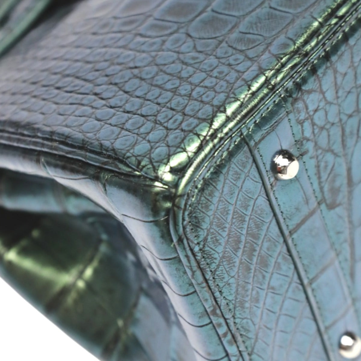 クロコダイル CROCODILE ハンドバッグ
メタリック 30cm クロコダイル YB-2101 グリーン 【SS】
