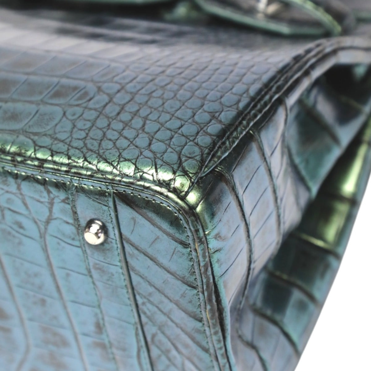 クロコダイル CROCODILE ハンドバッグ
メタリック 30cm クロコダイル YB-2101 グリーン 【SS】