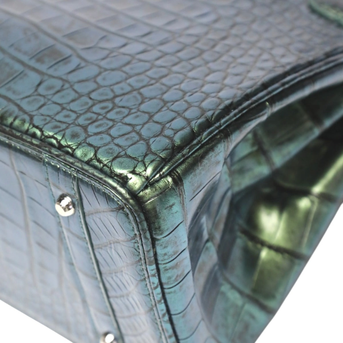 クロコダイル CROCODILE ハンドバッグ
メタリック 30cm クロコダイル YB-2101 グリーン 【SS】