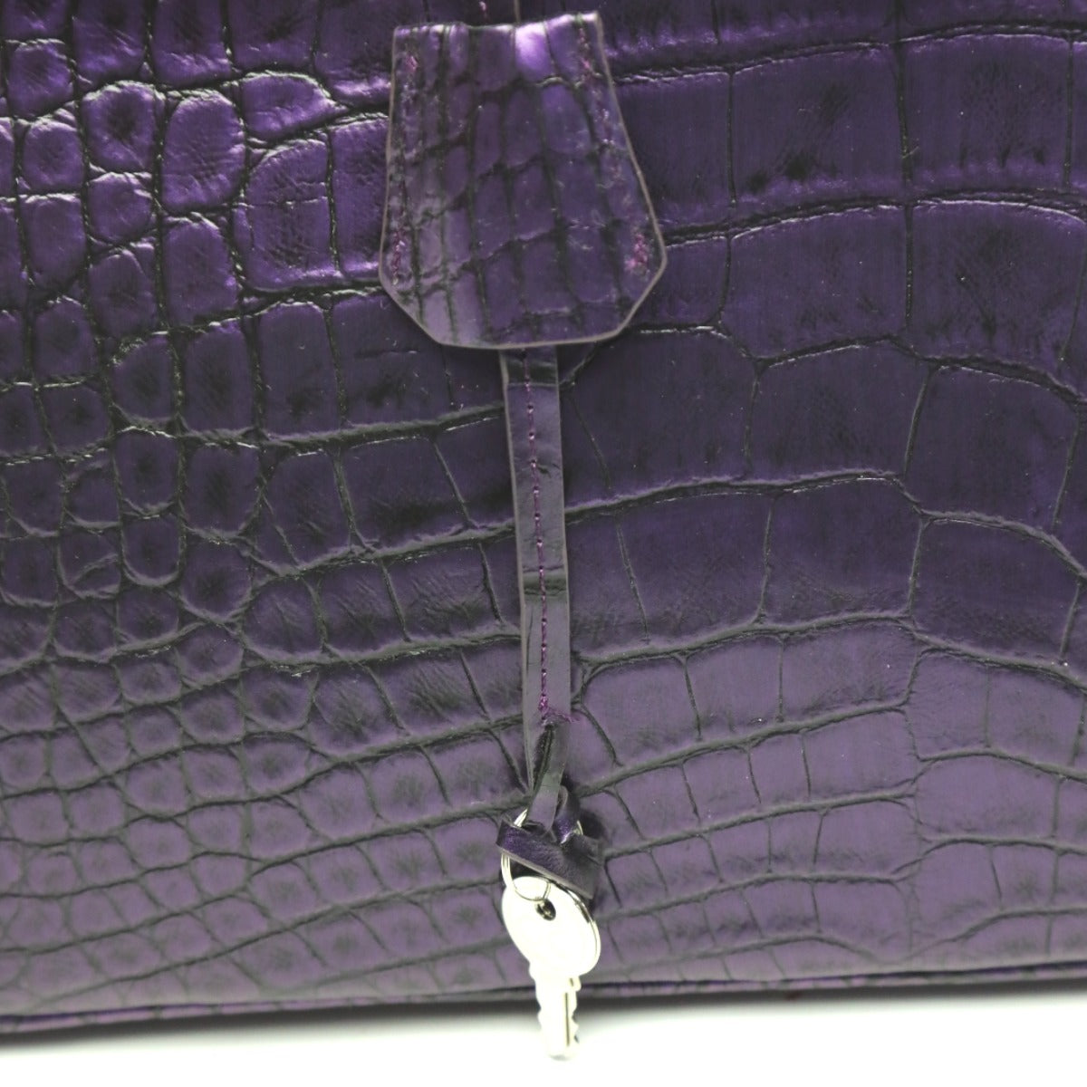 クロコダイル CROCODILE ハンドバッグ
ヘンローン メタリック 30cm クロコダイル YB-2101 パープル 【SS】