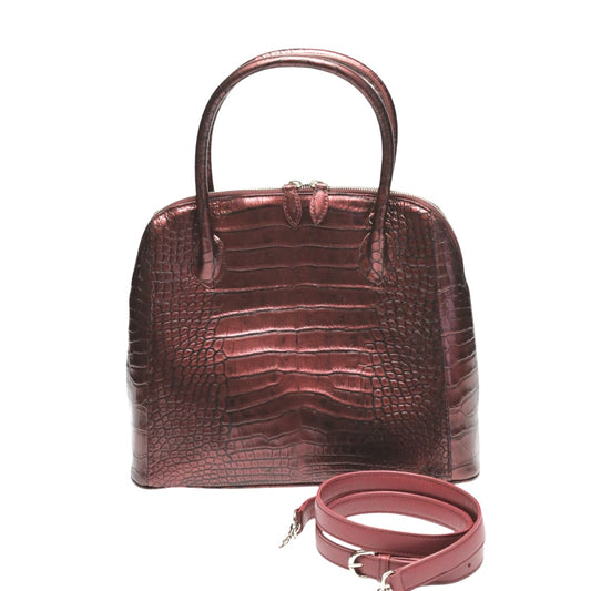 クロコダイル CROCODILE ハンドバッグ
 ハンドバッグ メタリック クロコダイル 3994 ワイン 【H】