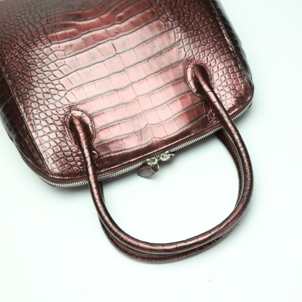 クロコダイル CROCODILE ハンドバッグ
2WAY ブカッティー メタリック クロコダイル 3994 ワイン 【SS】
【中古】
