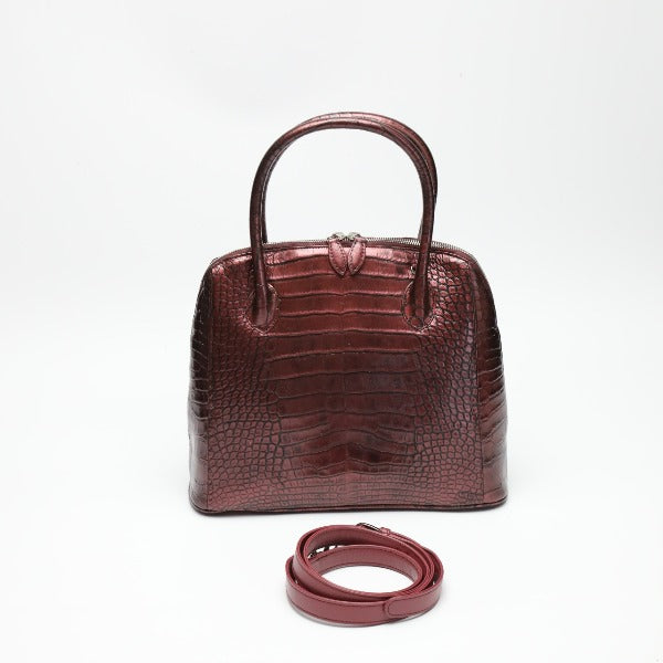クロコダイル CROCODILE ハンドバッグ
2WAY ブカッティー メタリック クロコダイル 3994 ワイン 【SS】
【中古】